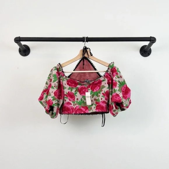 NWT Anthropologie Frida Off Shoulder Floral Halter Top in Rose Combo, XXS - Picture 6 of 13
